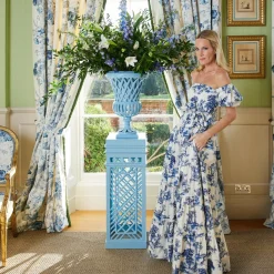 Adelaide Blue Lattice Urn & Pedestal