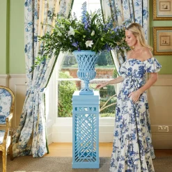 Adelaide Blue Lattice Urn & Pedestal