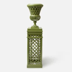 Adelaide Green Lattice Urn & Pedestal