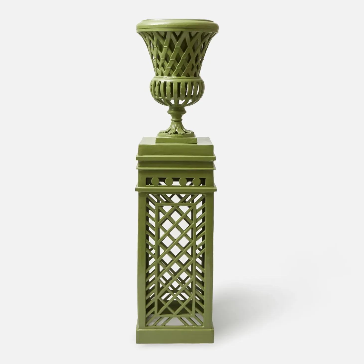 Adelaide Green Lattice Urn & Pedestal