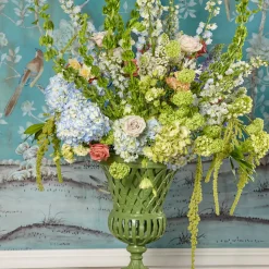 Adelaide Green Lattice Urn & Pedestal