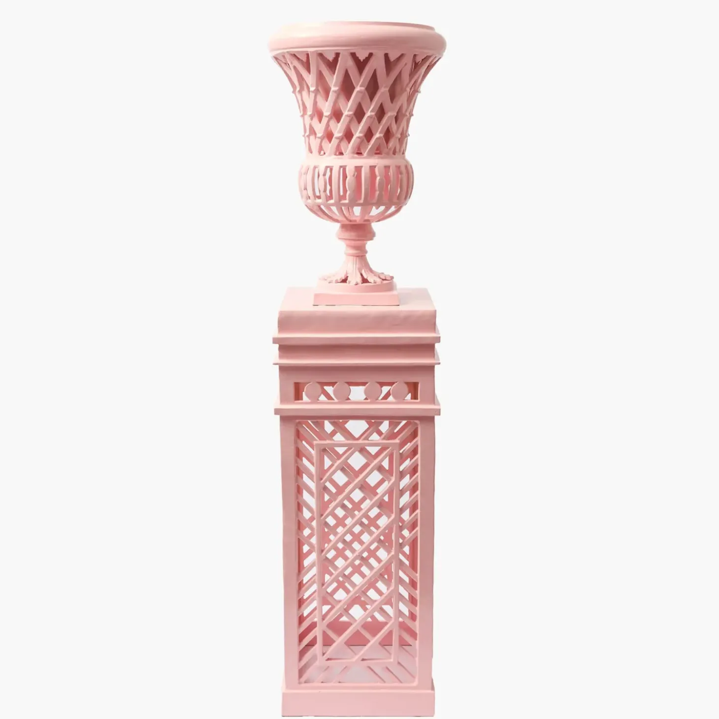 Adelaide Pink Lattice Urn & Pedestal