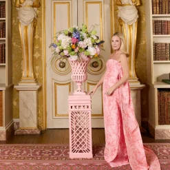 Adelaide Pink Lattice Urn & Pedestal