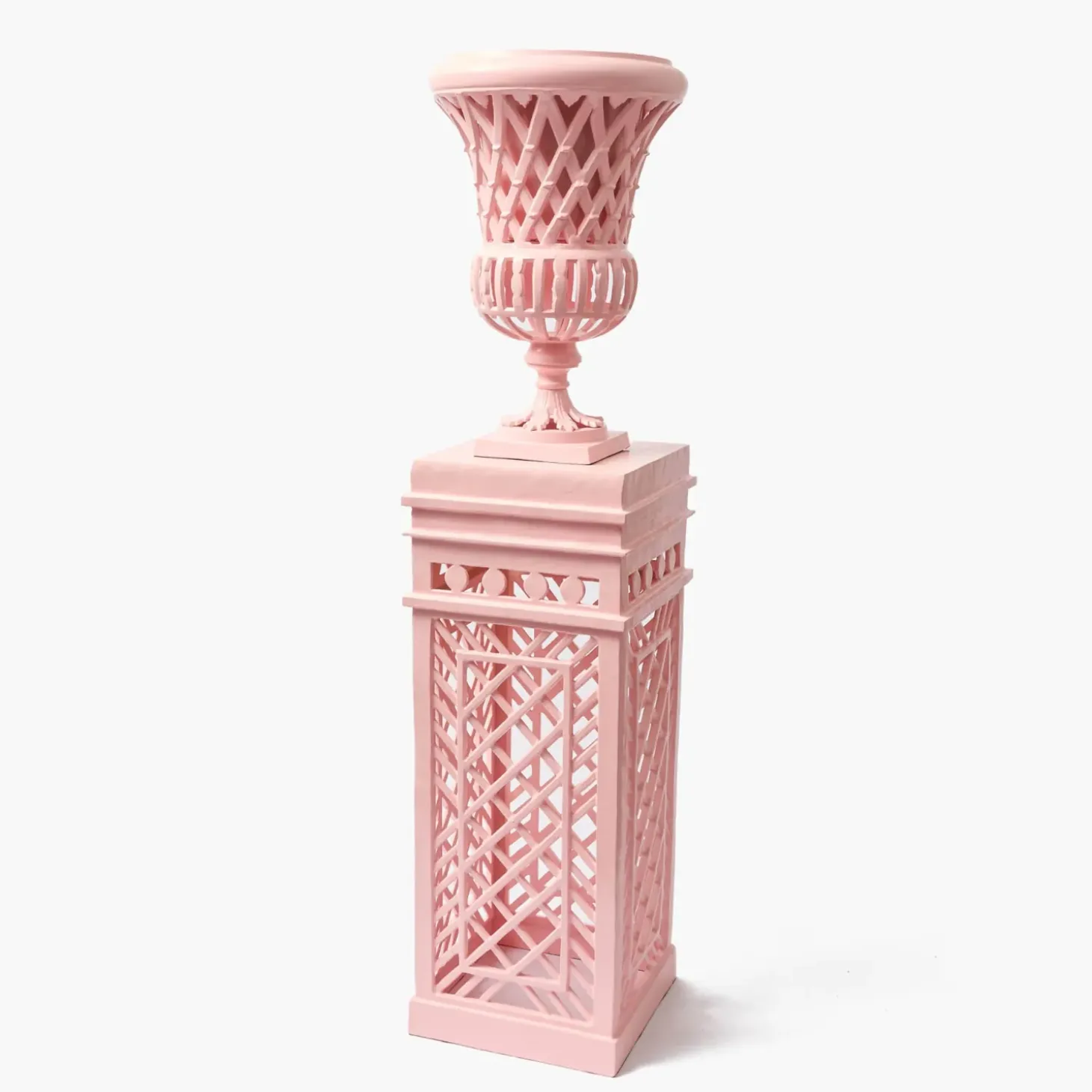Adelaide Pink Lattice Urn & Pedestal