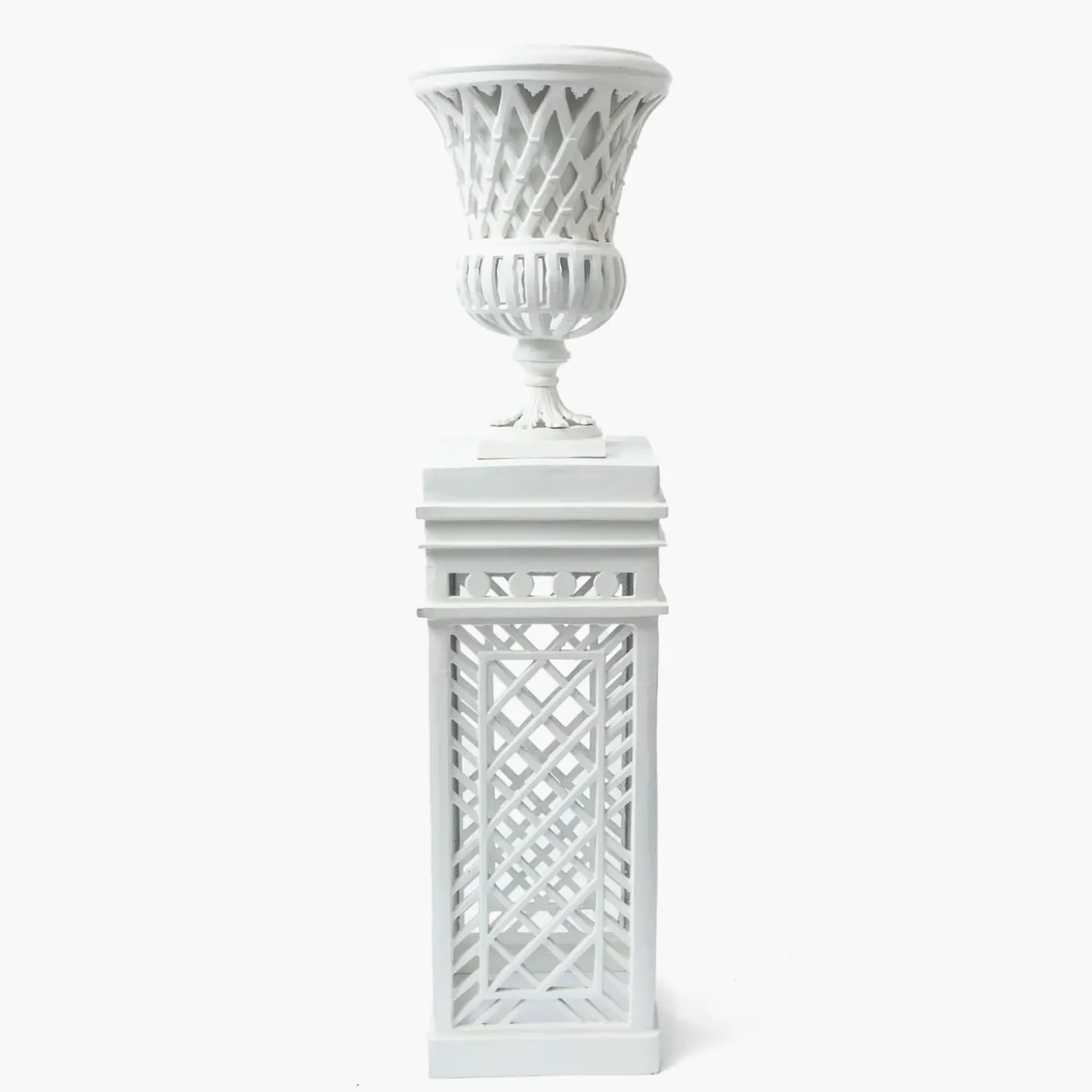 Adelaide White Lattice Urn & Pedestal
