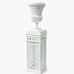Adelaide White Lattice Urn & Pedestal