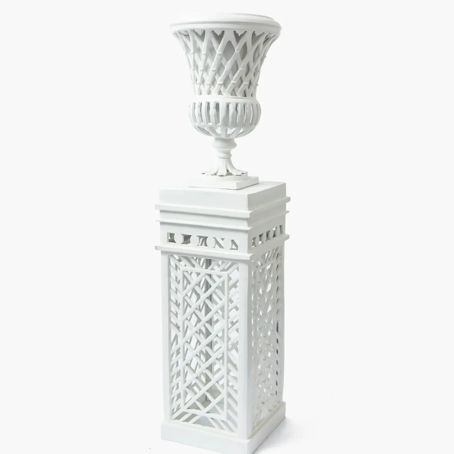 Adelaide White Lattice Urn & Pedestal
