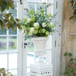 Adelaide White Lattice Urn & Pedestal