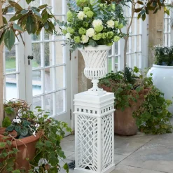 Adelaide White Lattice Urn & Pedestal