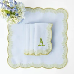 Alathea Blue & Green Linen Napkins (Set of 4)