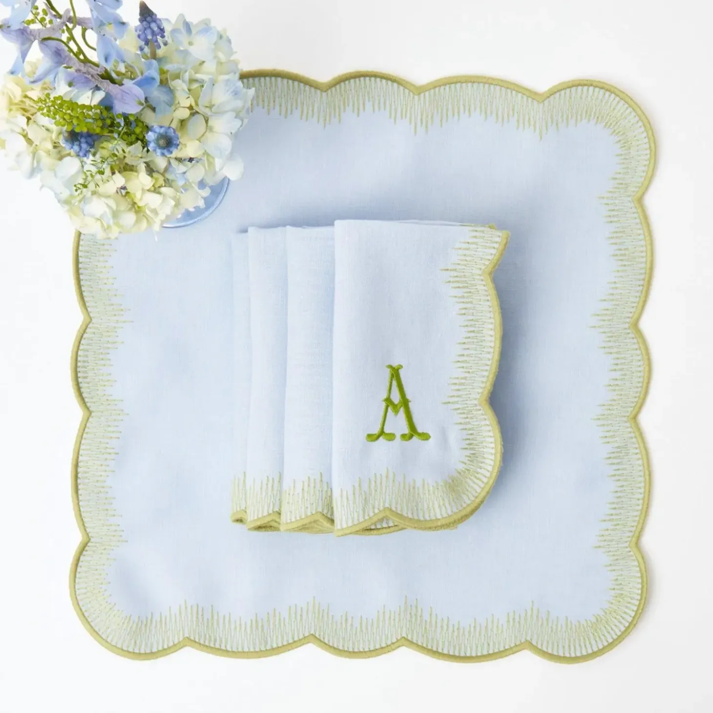 Alathea Blue & Green Linen Napkins (Set of 4)