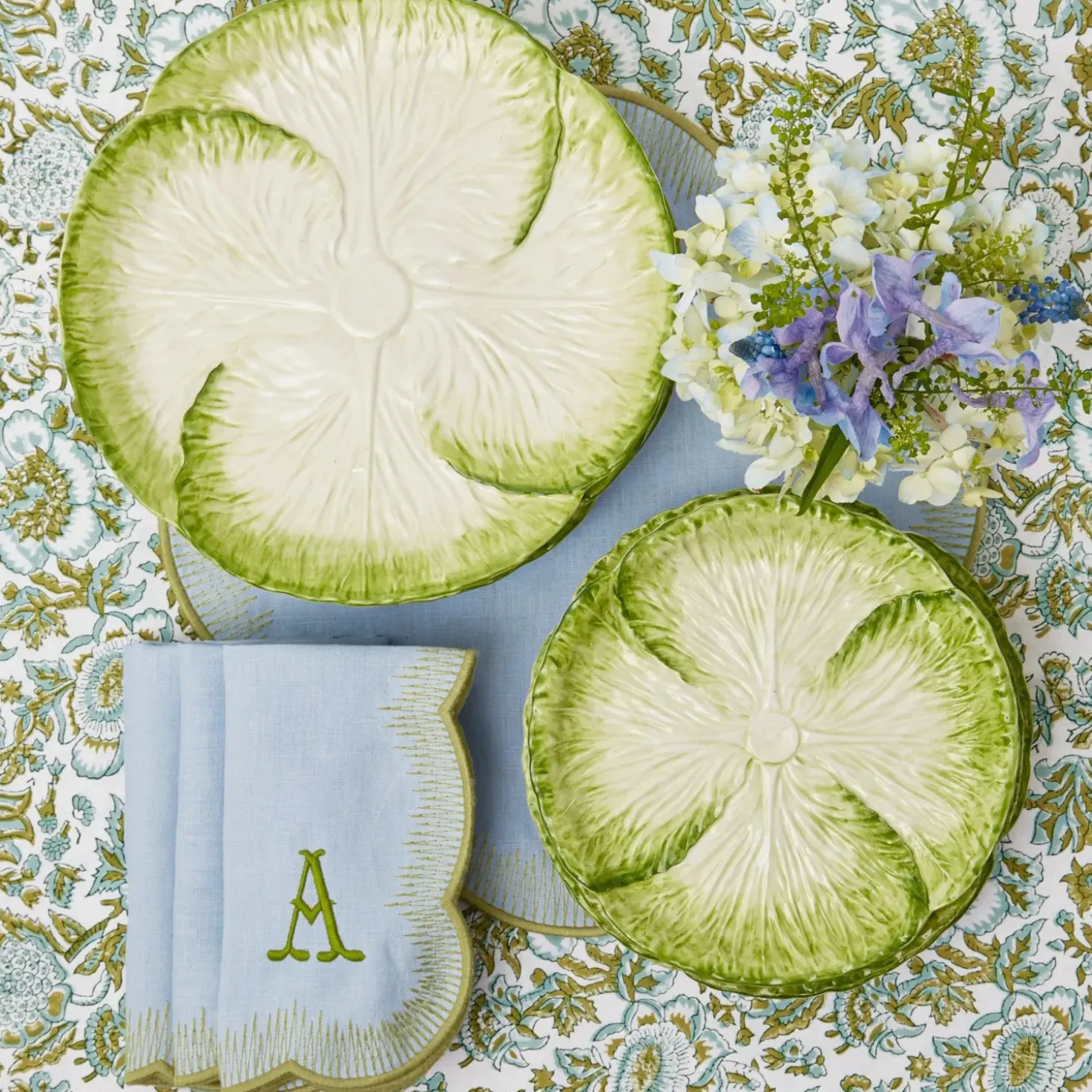 Alathea Blue & Green Linen Napkins (Set of 4)