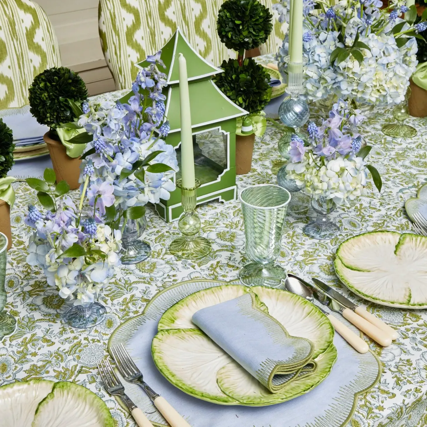 Alathea Blue & Green Linen Napkins (Set of 4)