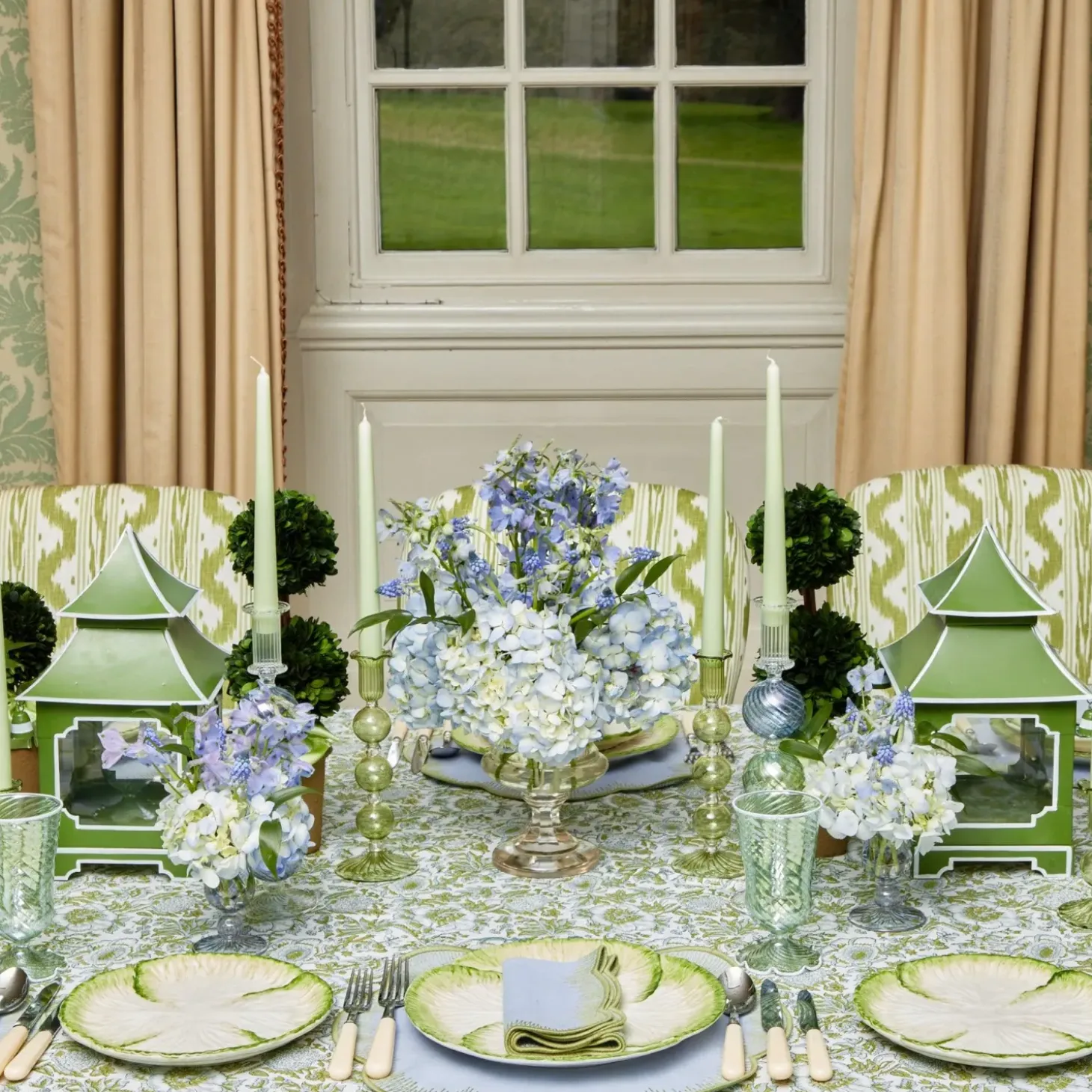 Alathea Blue & Green Linen Napkins (Set of 4)