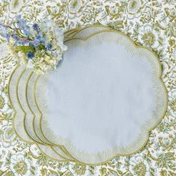 Alathea Blue & Green Linen Placemats (Set of 4)