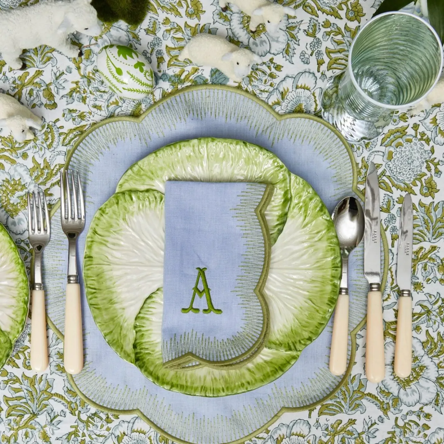 Alathea Blue & Green Linen Placemats (Set of 4)