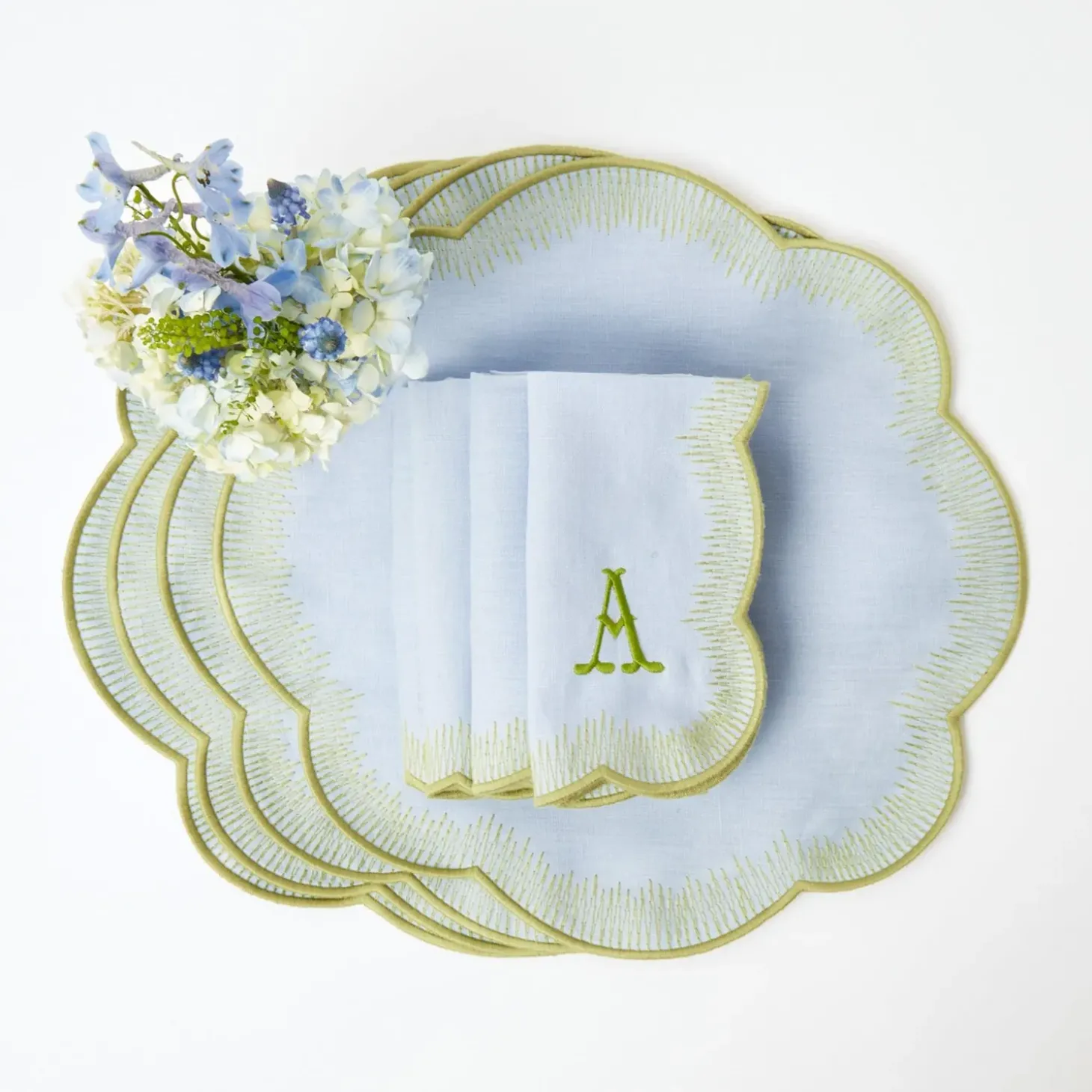 Alathea Blue & Green Linen Placemats (Set of 4)