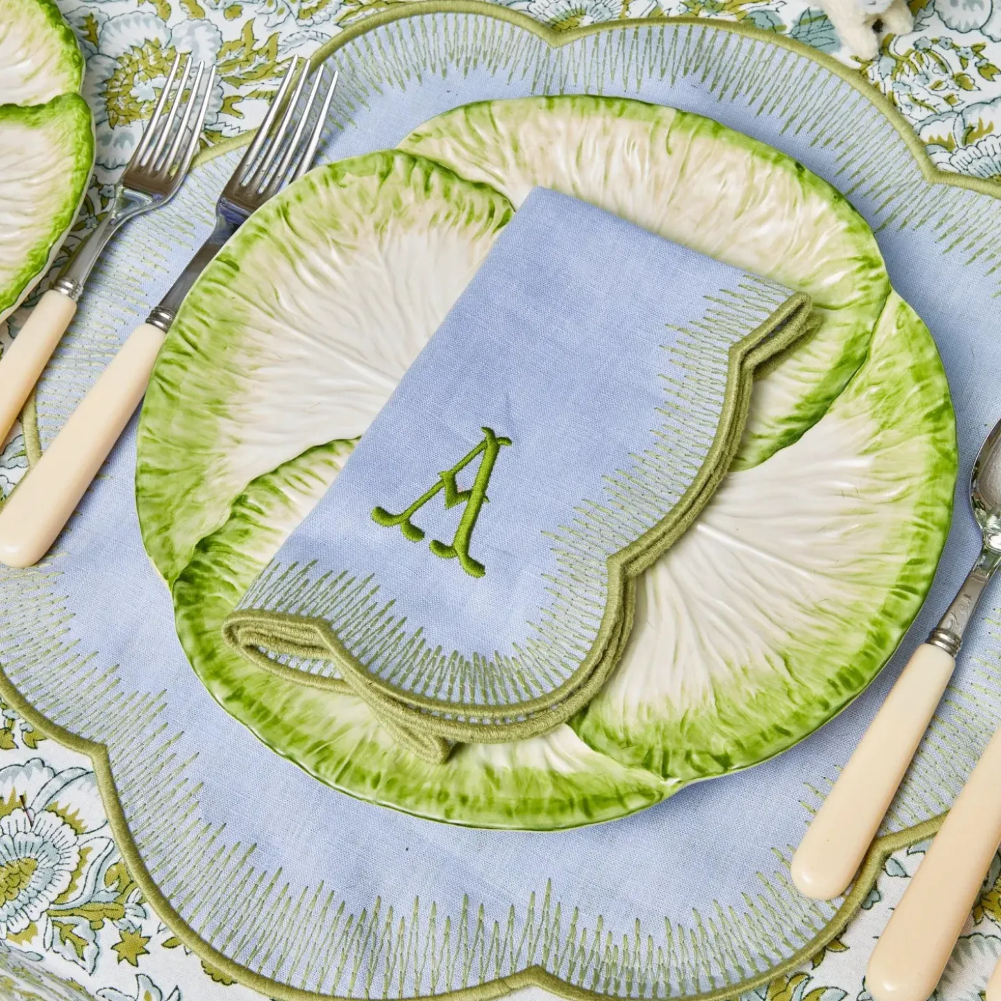 Alathea Blue & Green Placemats & Napkins (Set of 4)