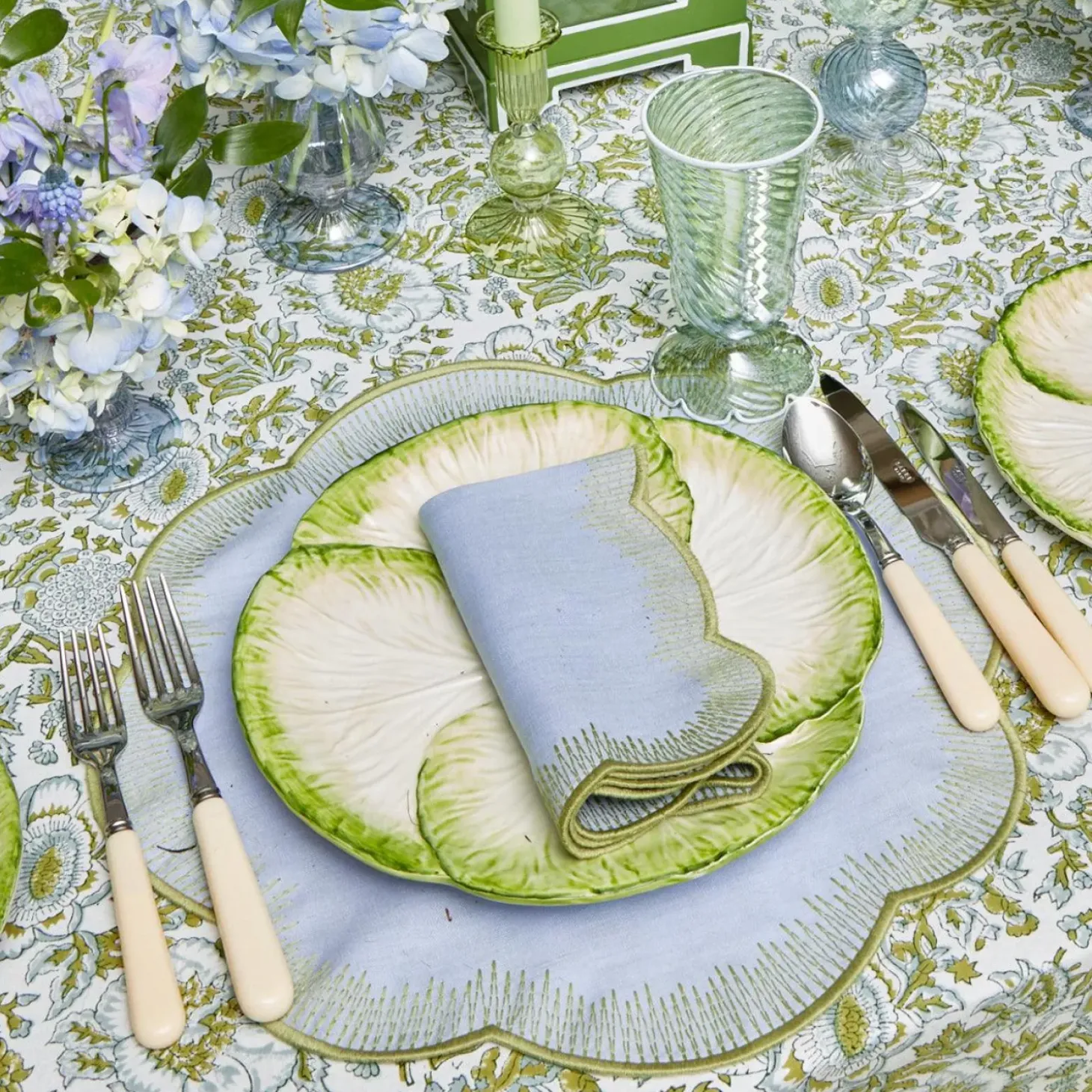 Alathea Blue & Green Placemats & Napkins (Set of 4)