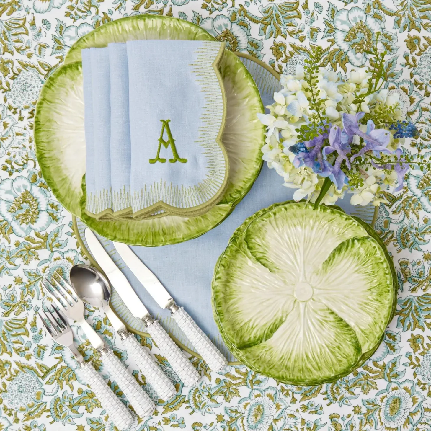Alathea Blue & Green Placemats & Napkins (Set of 4)