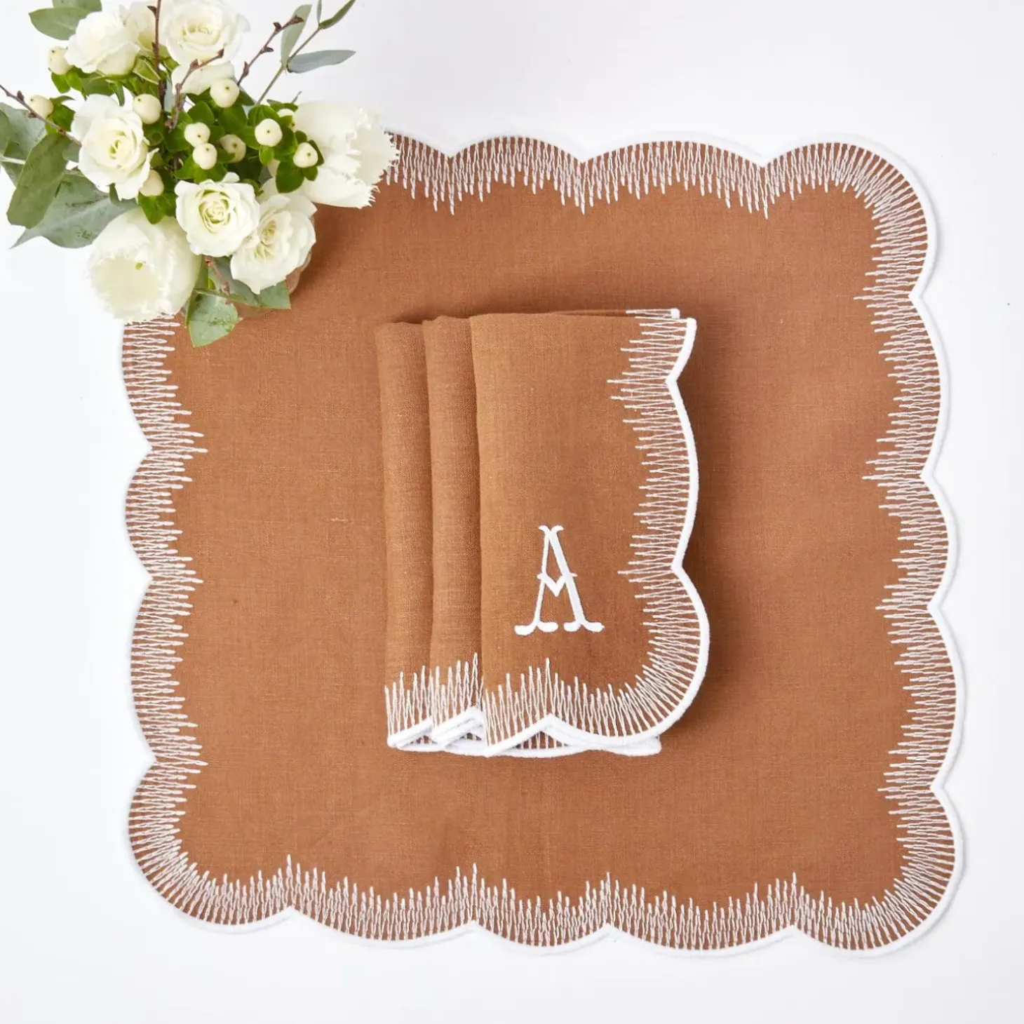 Alathea Caramel Linen Placemats & Napkins (Set of 4)
