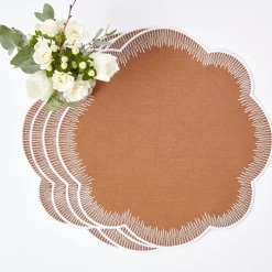 Alathea Caramel Linen Placemats & Napkins (Set of 4)