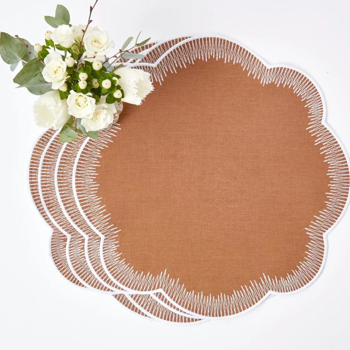 Alathea Caramel Linen Placemats & Napkins (Set of 4)
