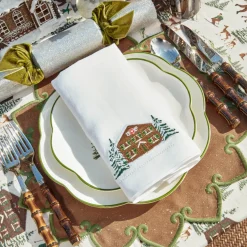 Alpine Chalet White Linen Napkins (Set of 4)