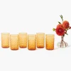 Amber Hobnail Glasses (Set of 6)