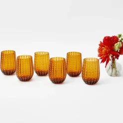Amber Speckle Water Glasses (Set of 6)