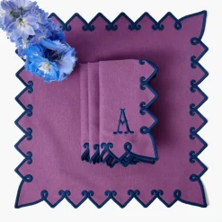 Angelina Aubergine & Blue Napkins (Set of 4)