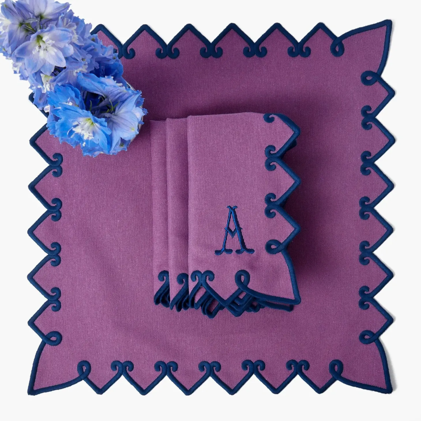 Angelina Aubergine & Blue Napkins (Set of 4)