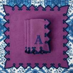 Angelina Aubergine & Blue Napkins (Set of 4)