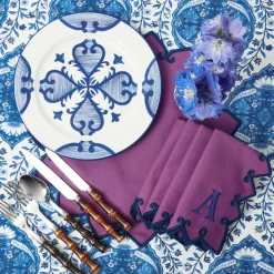 Angelina Aubergine & Blue Napkins (Set of 4)