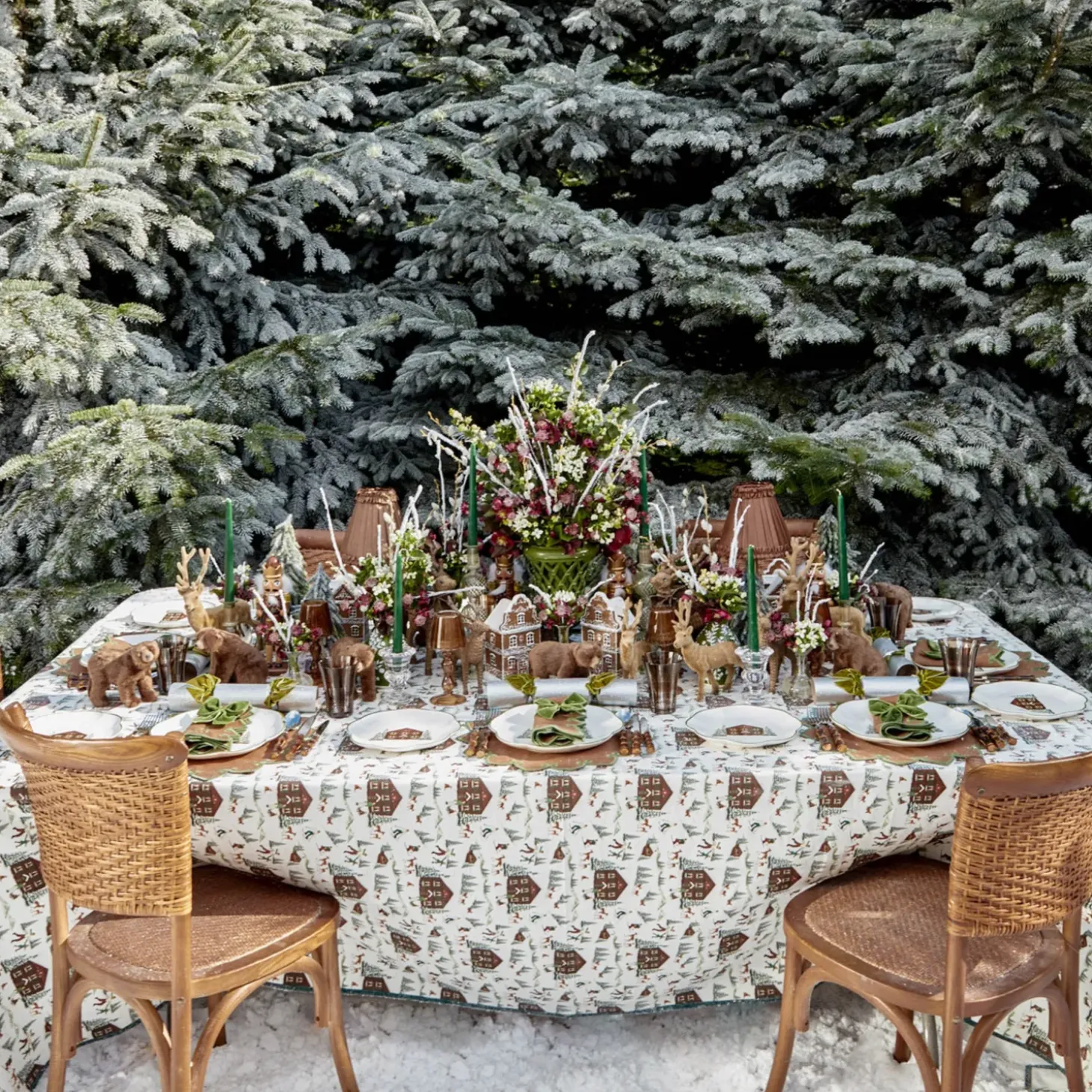 Angelina Chestnut & Green Placemats & Napkins (Set of 4)