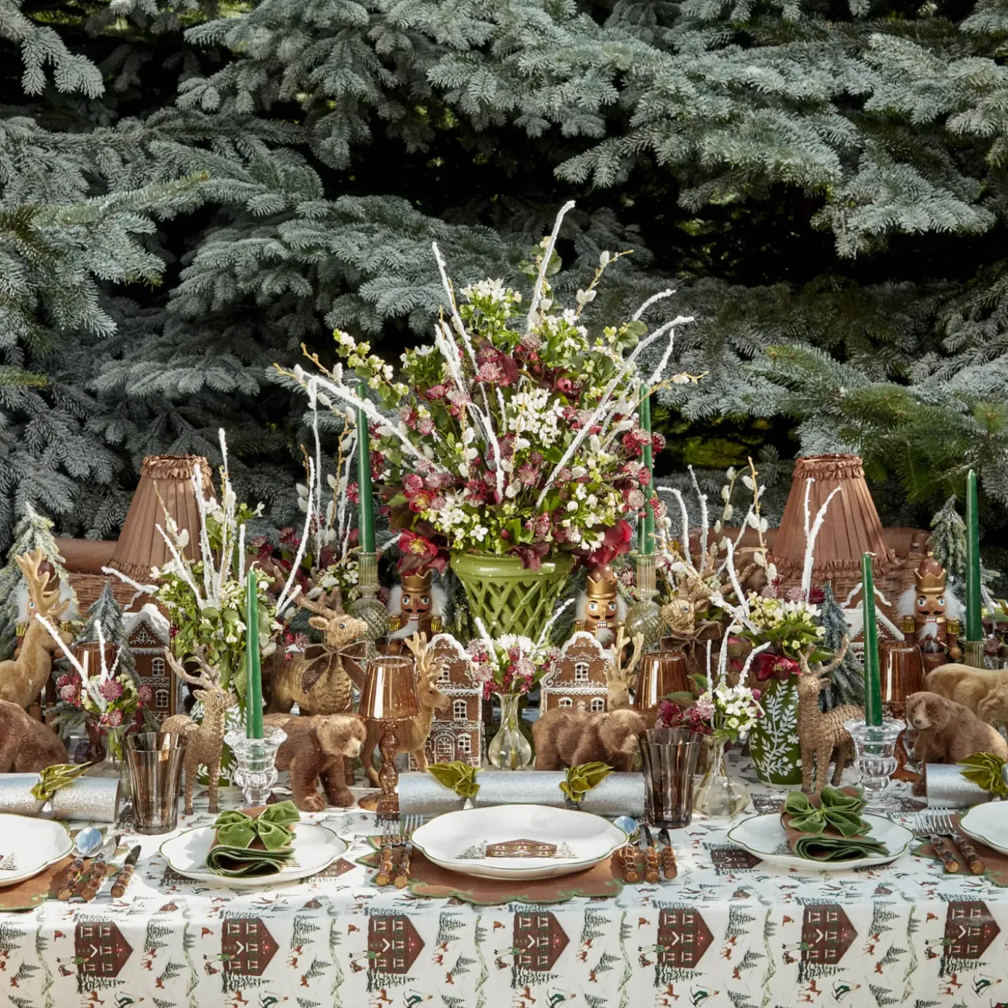 Angelina Chestnut & Green Placemats & Napkins (Set of 4)