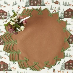 Angelina Chestnut & Green Placemats (Set of 4)