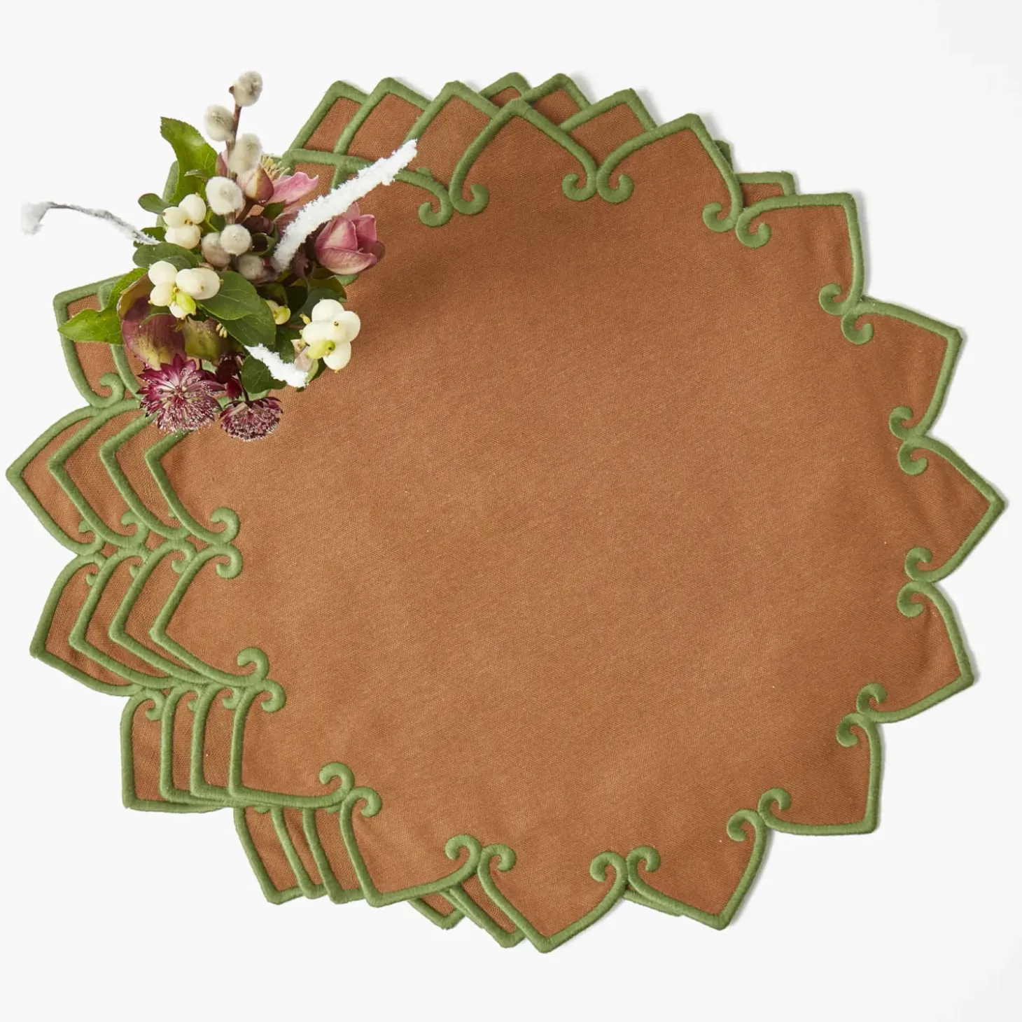 Angelina Chestnut & Green Placemats (Set of 4)