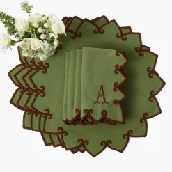 Angelina Forest Green & Brown Placemats & Napkins (Set of 4)