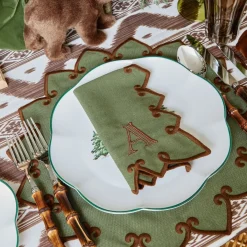 Angelina Forest Green & Brown Placemats & Napkins (Set of 4)