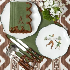 Angelina Forest Green & Brown Placemats & Napkins (Set of 4)