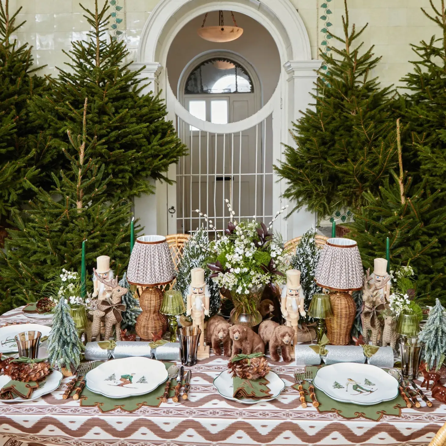 Angelina Forest Green & Brown Placemats & Napkins (Set of 4)