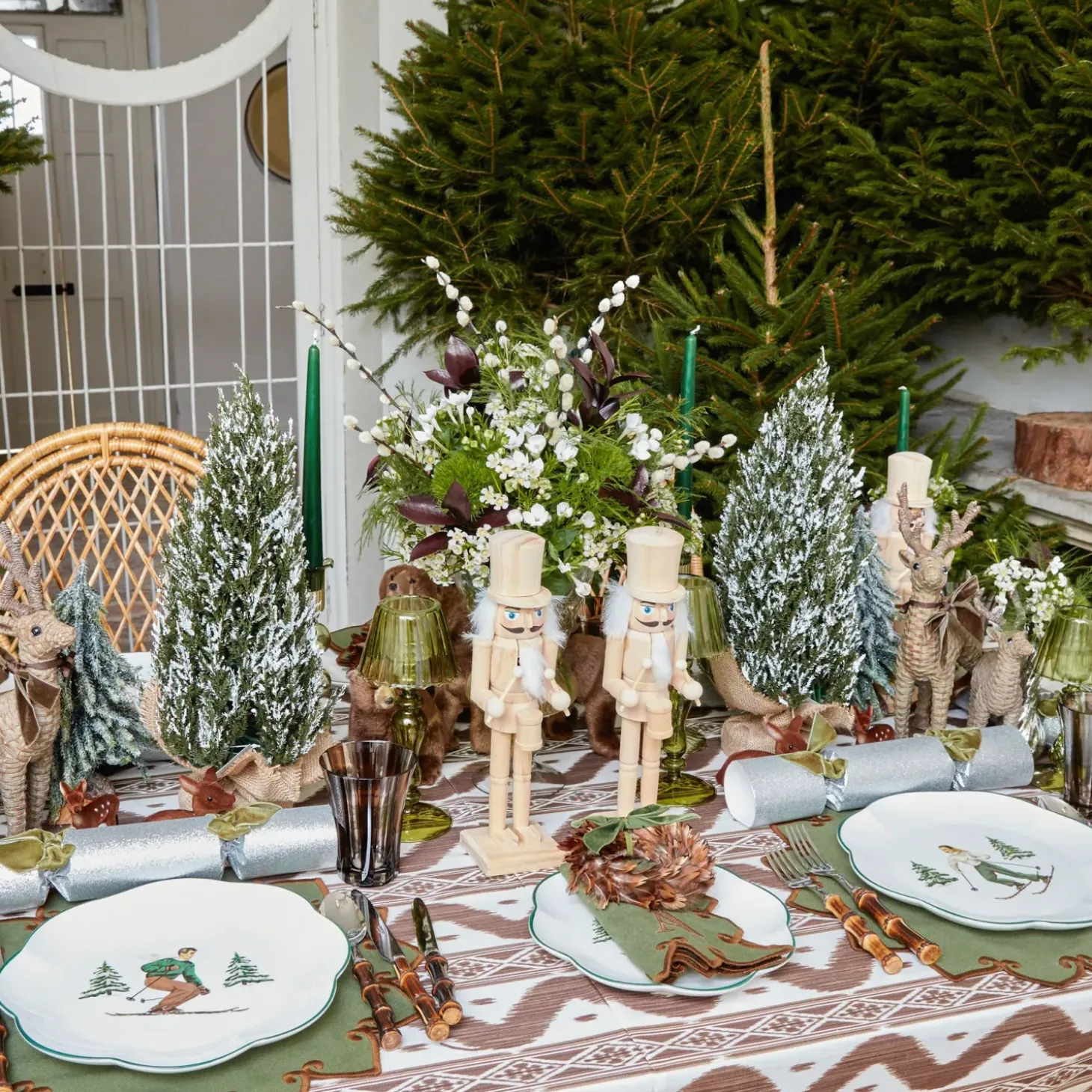 Angelina Forest Green & Brown Placemats & Napkins (Set of 4)