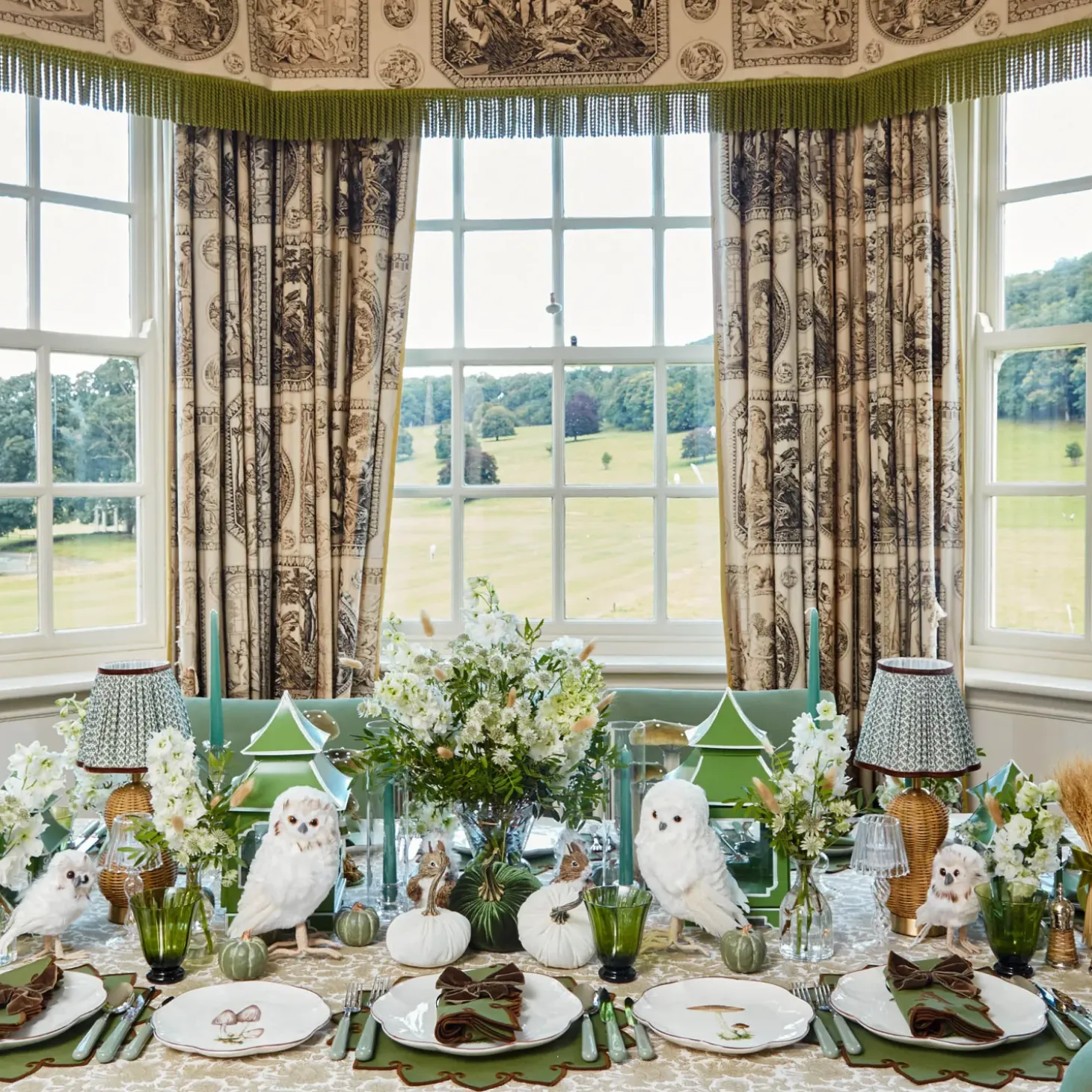Angelina Forest Green & Brown Placemats & Napkins (Set of 4)