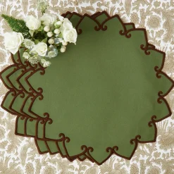 Angelina Forest Green & Brown Placemats & Napkins (Set of 4)
