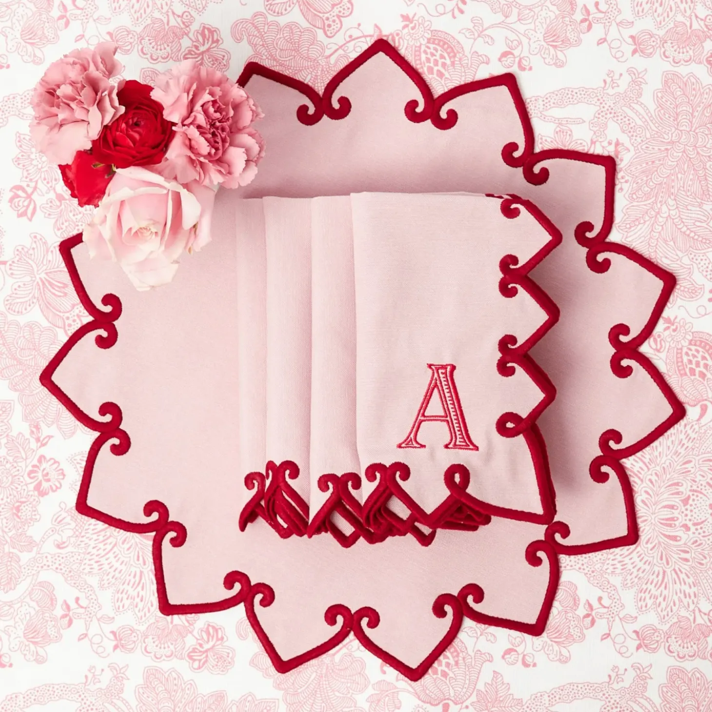 Angelina Pink & Red Napkins (Set of 4)