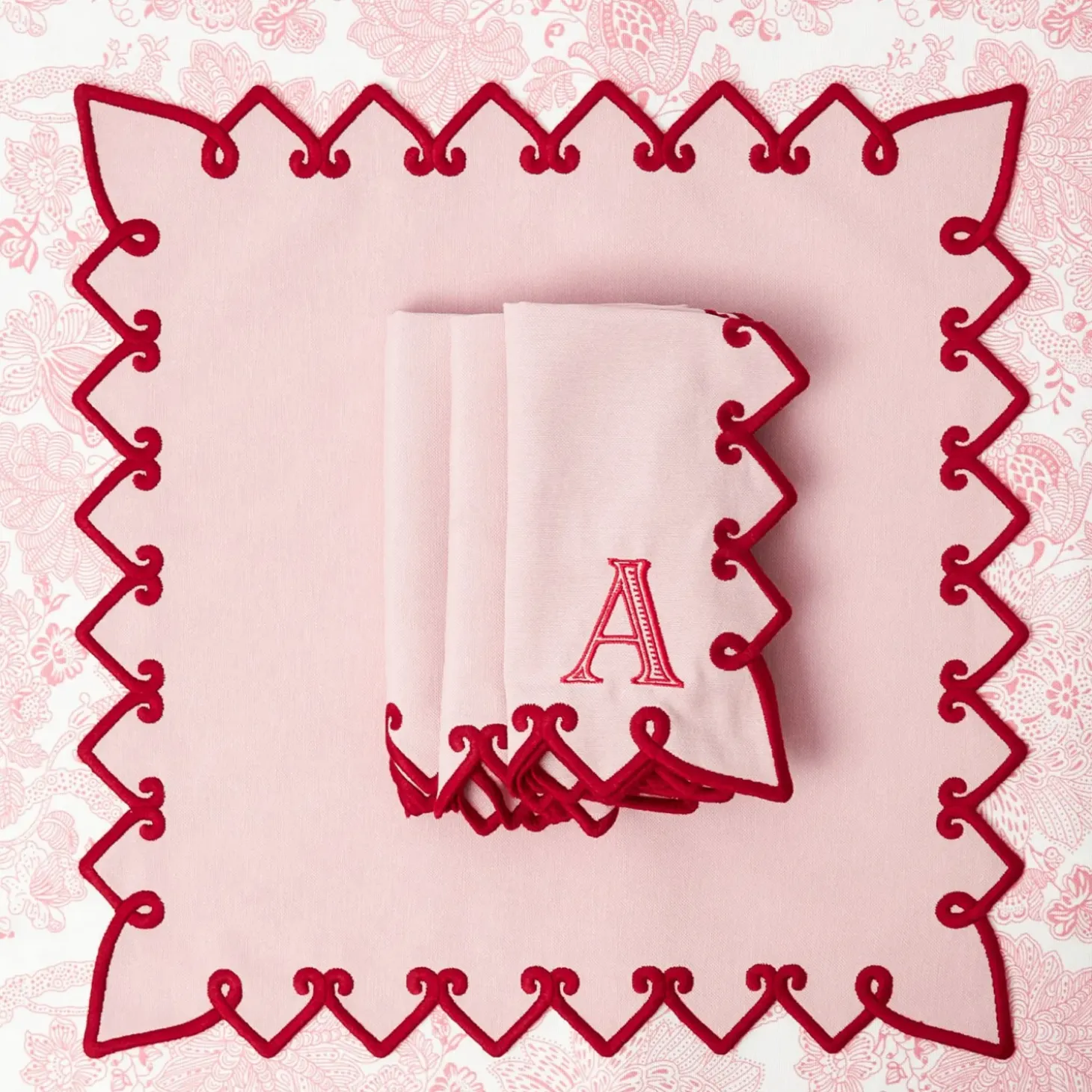 Angelina Pink & Red Napkins (Set of 4)