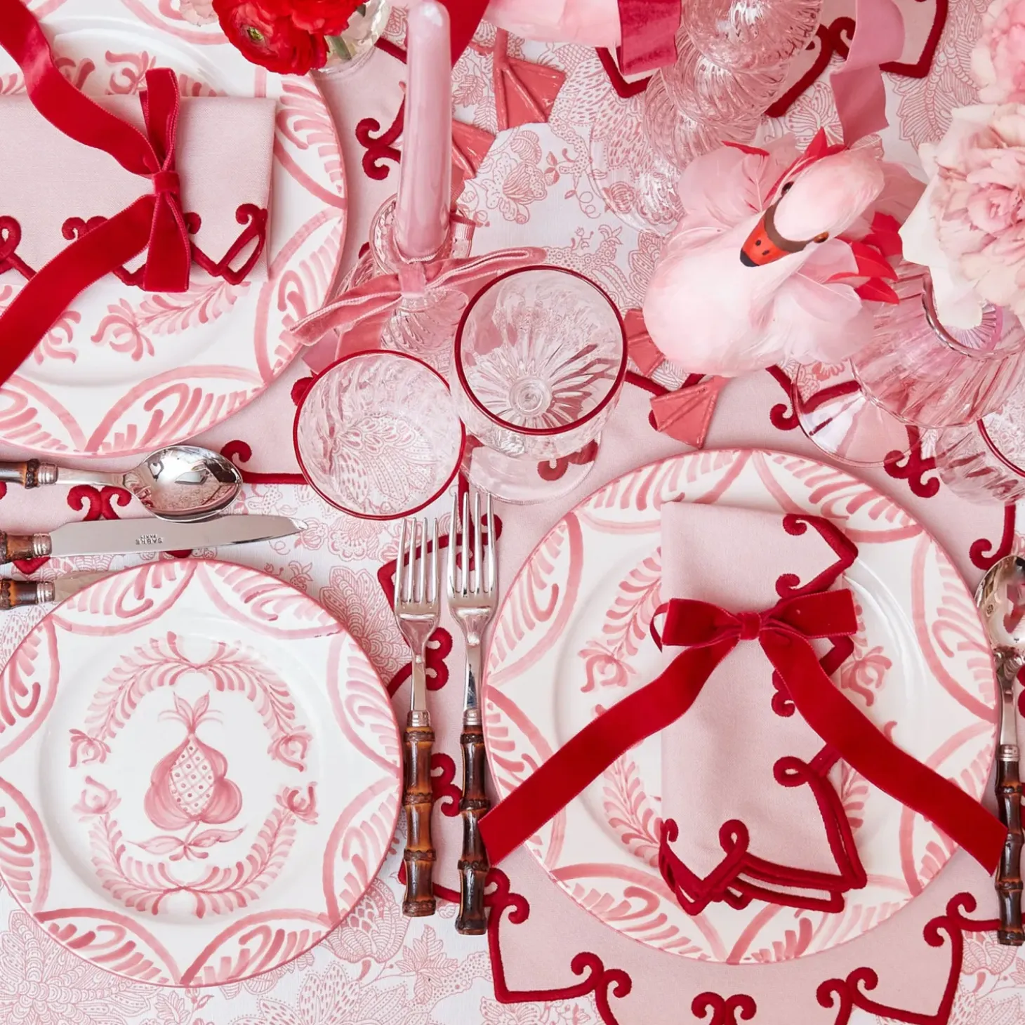 Angelina Pink & Red Napkins (Set of 4)