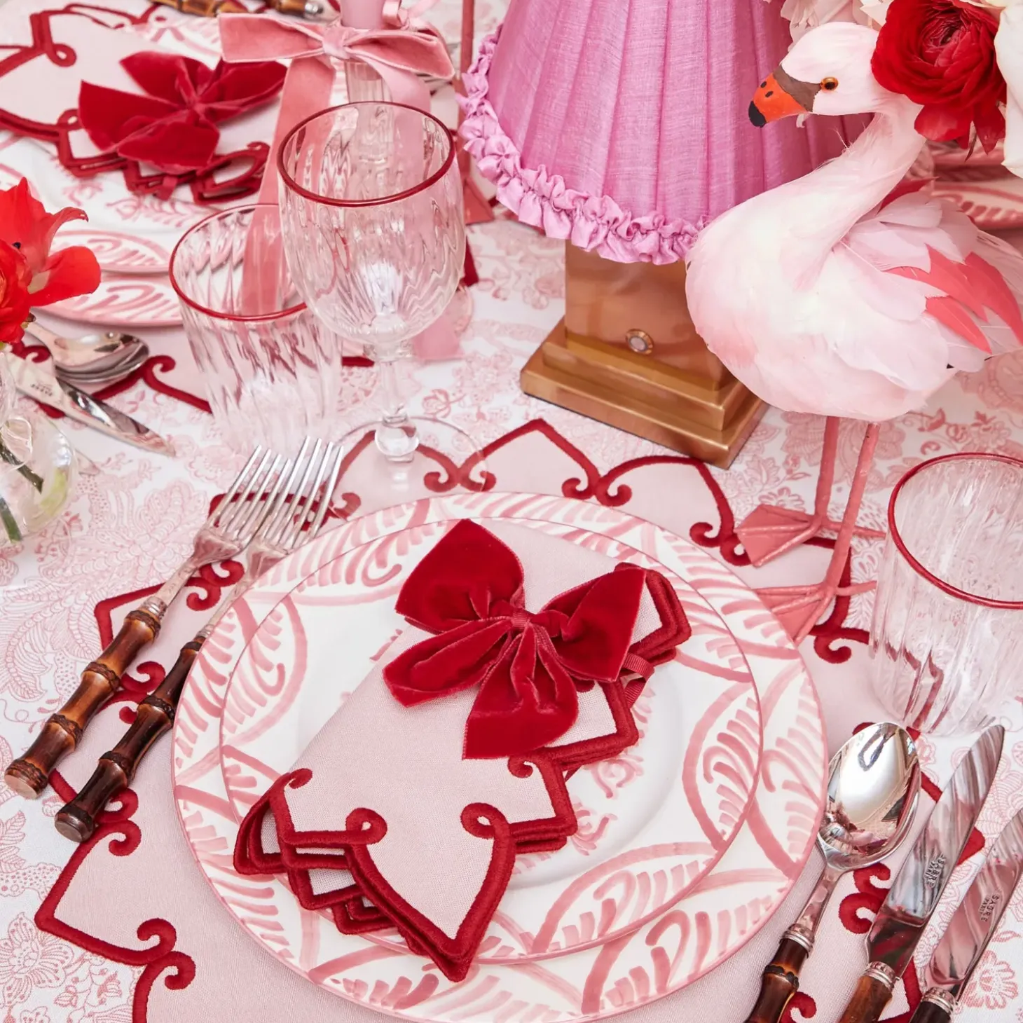 Angelina Pink & Red Napkins (Set of 4)