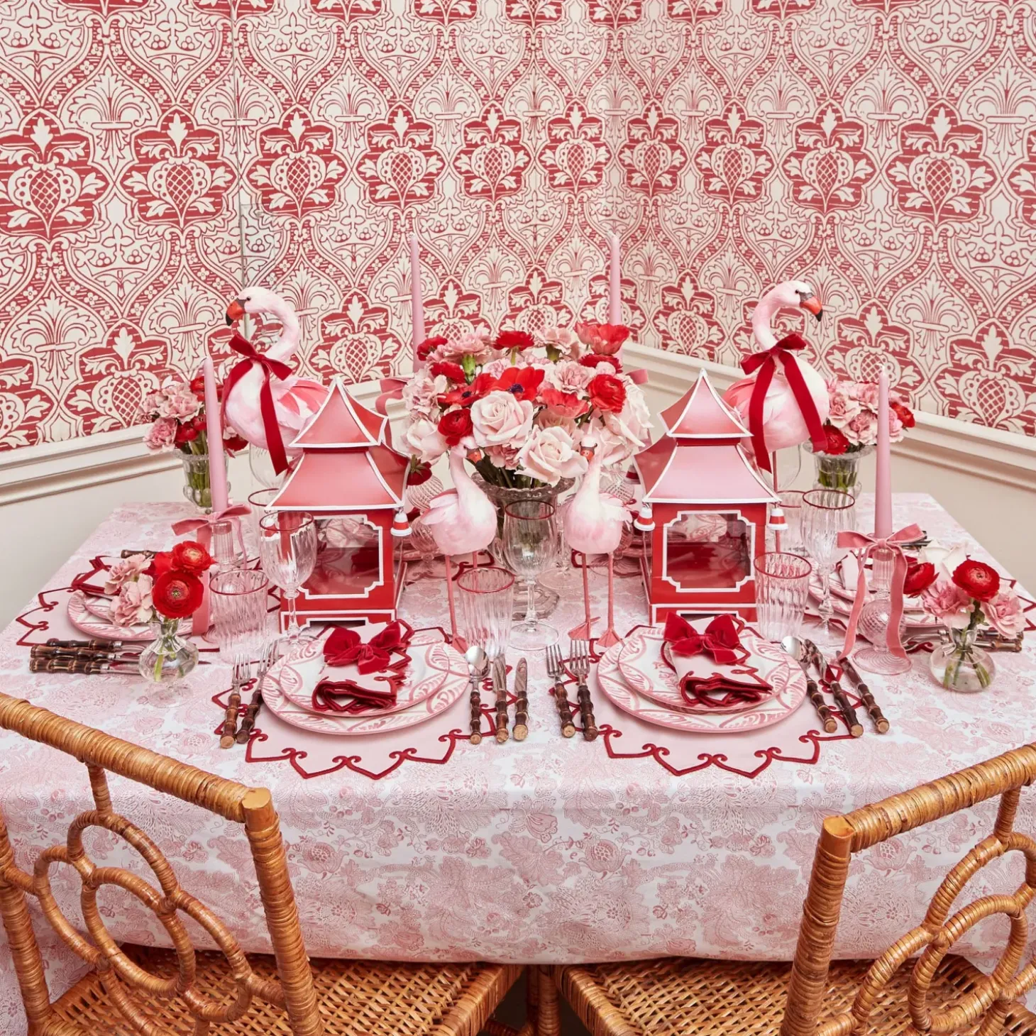 Angelina Pink & Red Napkins (Set of 4)